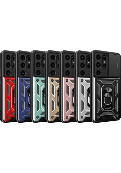 Mey İthalat Samsung Galaxy Uyumlu S24 Ultra - Kılıf Pars Lens Yüzüklü Silikon - Lacivert Diğer