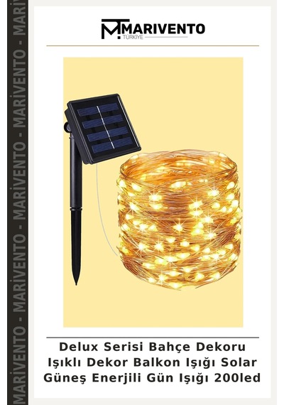 Delux Serisi Bahçe Dekoru Işıklı Dekor Balkon Işığı Solar Güneş Enerjili Gün Işığı 200led