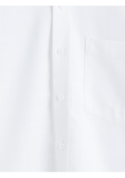 Lcwaıkıkı Classic Beyaz Regular Fit Keten Görünümlü Erkek Basic Gömlek