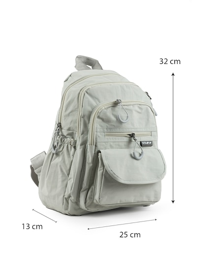 İmaks Küçük Boy 32 Cm Hafif Su Geçirmez Paraşüt Kumaş Çok Gözlü Günlük Kadın Sırt Çantası 8317a Açık Gri