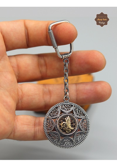 Tuğra Model 925 Ayar Gümüş Oksitli Telkari Anahtarlık 201025155 Gümüş