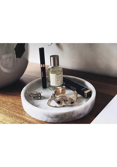 Lux & Marble Bollos, Beyaz Mermer Yuvarlak Sunumluk