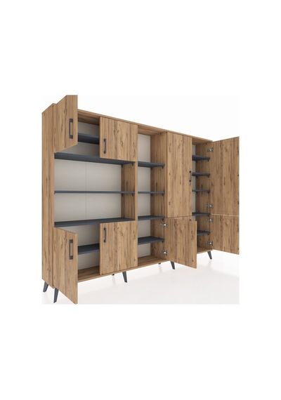Arges Dolap 14 Raflı 9 Kapaklı 220x30x163 Çam-çam/antrasit Atlas Çam/antrasıt - Atlas Çam Arges Dolap 14 Raflı 9 Kapaklı 220x30x163 Çam-çam/antrasit Atlas Çam/antrasıt - Atlas Çam