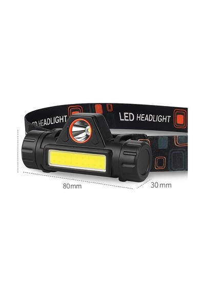 200 Lümen Mir Led Kafa Feneri Mini Led Far Usb Şarj Edilebilir Ayarlanabilir Açı Su Geçirmez Hafif Cob Kafa Lambası Dağ Tırmanışı Gece Balıkçılık Enerji Sınıfı A Siyah