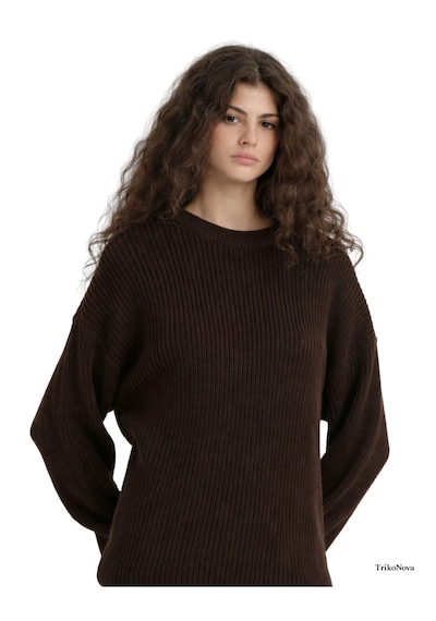 Trikonova Oversize Triko Kazak Kahverengi