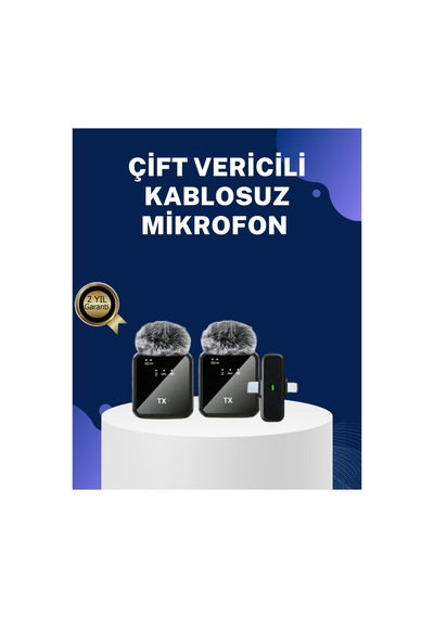 2in1 Kablosuz Yaka Mikrofonu İos Ve Android Uyumlu Çok Renkli Çok Renkli