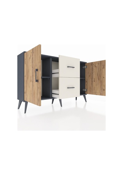 Arges Konsol 2 Raflı 2 Çekmeceli 2 Kapaklı 132x30x83 Antrasit-çam/aytaşı Çam/aytaşı Arges Konsol 2 Raflı 2 Çekmeceli 2 Kapaklı 132x30x83 Antrasit-çam/aytaşı Çam/aytaşı