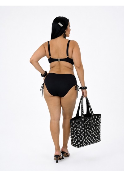 Büyük Beden Bağcıklı Göğüs Dekolteli Ayarlanabilir Askılı Yüksek Bel Yan Büzgülü Kadın Bikini Takım Siyah Büyük Beden Bağcıklı Göğüs Dekolteli Ayarlanabilir Askılı Yüksek Bel Yan Büzgülü Kadın Bikini Takım Siyah