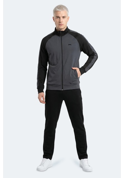 Slazenger Redora Erkek Dik Yaka Fermuarlı Koyu Gri Sweatshırt