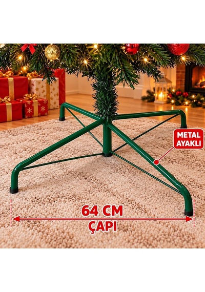 240 Cm Metal Ayak Noel Ağacı Yüksek Kalite Profesyonel Seri Metal Gövdeli