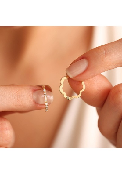 Sembol Gold Altın Halka Küpe Papatya Formlu 1.5 cm