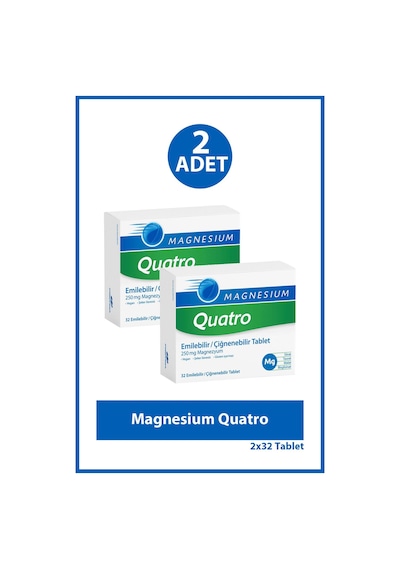 Magnesium Quatro 32 Çiğnenebilir Tablet 2 Adet