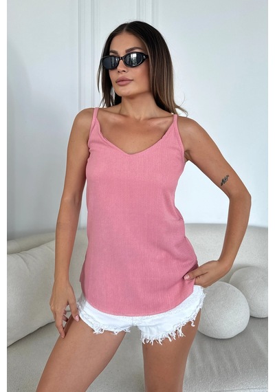 Bbbutikbasic Askılı Krinkıl Dokulu Bluz Y3617 Gül Kurusu