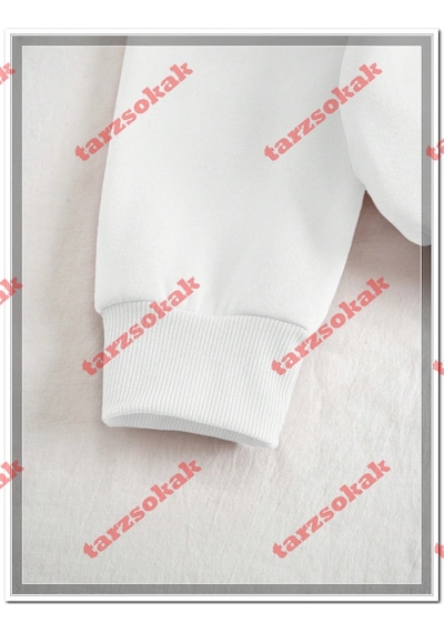 Tarzsokak Chicago Letter Baskılı Erkek Sweatshirtleri Kışlık Bisiklet Yaka Kapüşonlu Sokak Stili Polar Beyaz