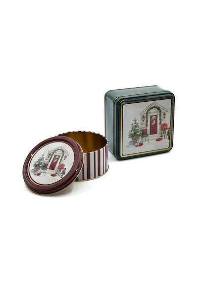 Edinburgh Haven Desenli 2'li Metal Saklama Kabı Seti, 1,9 Lt + 1,1 Lt