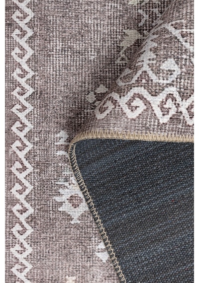 Artloop Stonart Eskitme Vintage Desenli Kahverengi Otantik Yıkanabilir Şönil Halı Al 463 Kahverengi 6
