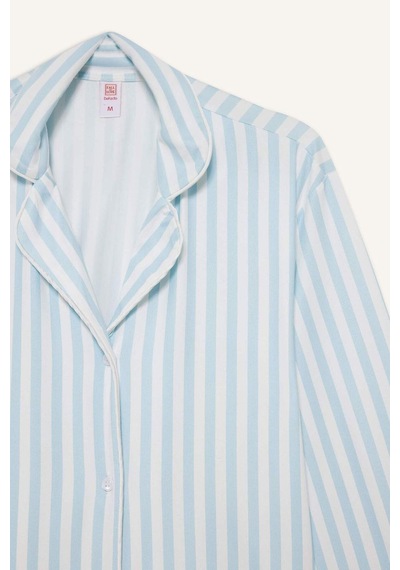 Defacto Regular Fit Pijama Yaka Uzun Kollu Üst G1980ax26spbe772 Mavi-be772
