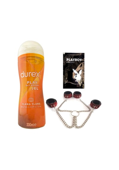 Durex Play İsteklendirici & Kayganlaştırmaya Jel 200 Ml + Kırmızı Deri El Ayak Kelepçesi + Hediye