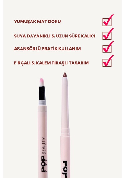 Pop Beauty Waterproof Suya Dayanıklı Asansörlü Dudak Kalemi Out Of Office