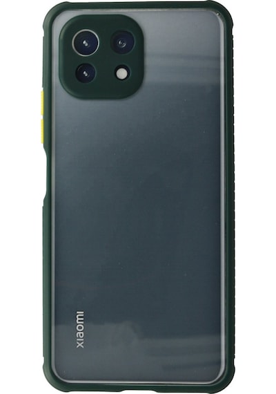 Xiaomi Mi 11 Lite Uyumlu Kılıf Miami Şeffaf Silikon - Koyu Yeşil
