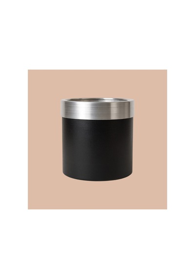 Aura Metallic Serisi Saksı - Minimalist Tasarım 30x30 Cm Siyah Gümüş