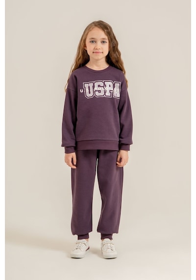U.S. Polo Assn. Kız Çocuk Baskılı Mor Uzun Kol Eşofman Takımı Us2717-c-v2 Us2717-c-v2