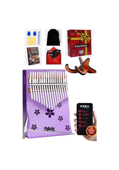 Midex Klx-870-pak Mor Renk Yüksek Kaliteli Ahşap Kalimba 17 Tuşlu Full Set