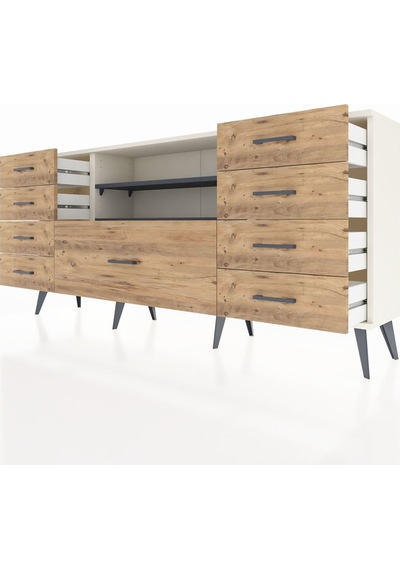 Arges Konsol 2 Raflı 9 Çekmeceli 176x30x83 Aytaşı-antrasit/çam Antrasit/çam Arges Konsol 2 Raflı 9 Çekmeceli 176x30x83 Aytaşı-antrasit/çam Antrasit/çam