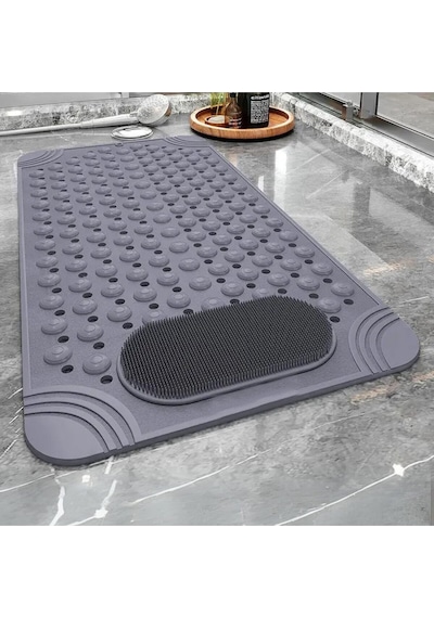 Vantuzlu Banyo Ve Duş Kaydırmazı Duşakabin Küvet İçi Ayak Masajlı Banyo Paspası 36x69,5 Cm Gri