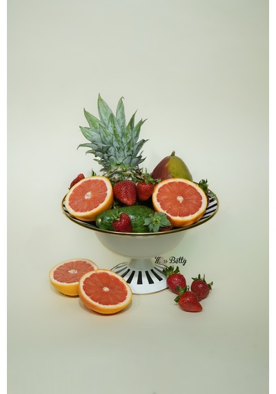 Papillon Emaye Ayaklı Meyvelik Dekoratif Vintage Sunumluk