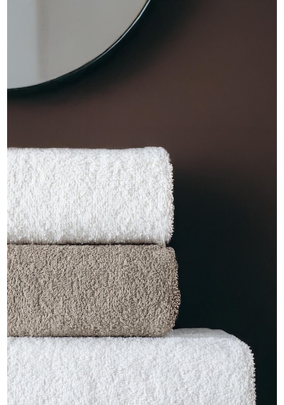 4'lü Hamam Takımı Banyo Havlu Seti 2 Adet 50x90 + 2 Adet 70x140 %100 Pamuk Yumuşak Havlu Kahve - Beyaz