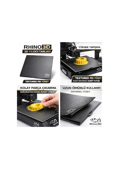 Rhino3d 235x235 Peı Tabla Ender 3 Uyumlu Textured Yüzey 3d Yazıcı Build Plate