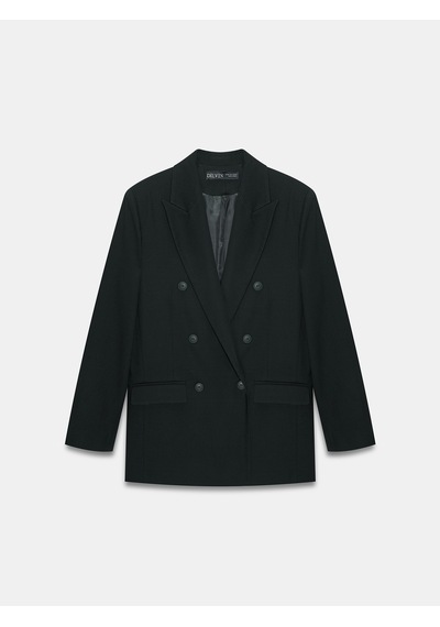 Dilvin 60789 Kruvaze Blazer Ceket-siyah Siyah