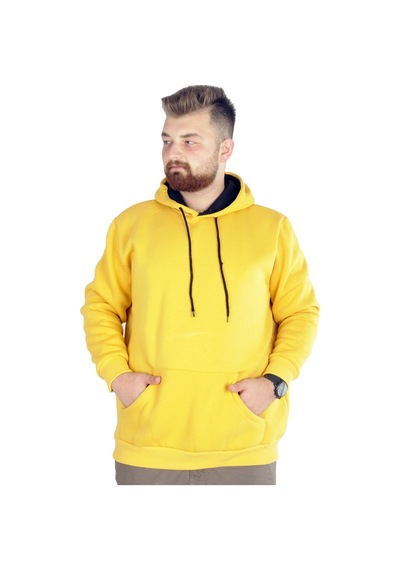 Mode Xl Erkek Sweatshirt Kapşonlu Pocket Basic 20562 Hardal 001