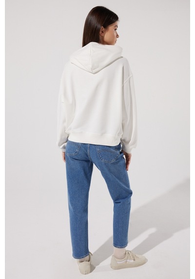Lee Loose Fit Rahat Kesim Kapüşonlu Yaka Ekru Sweatshirt L53PSR104 Ekru
