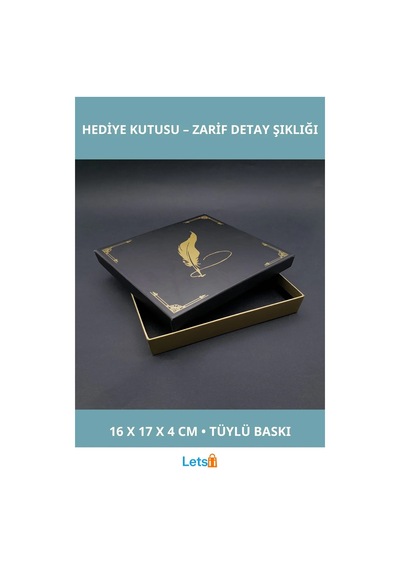 Tüylü Kalem Tasarımlı Dekoratif Hediye Kutusu 16x17 Cm
