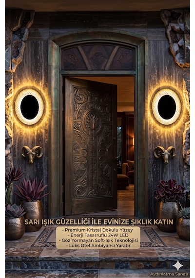 24w Dekoratif Kristal Dokulu Led Duvar Apliği - 3000k Gün Işığı Modern Salon Ve Antre Aydınlatması Sarı