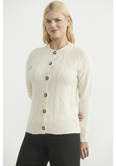 Sementa Düğmeli Oversize Angora Triko Hırka - Kemik Kemik