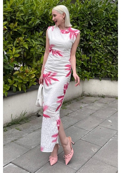 Madmext Pembe Desenli Midi Boy Kadın Elbise Mg2464 Pembe Madmext Pembe Desenli Midi Boy Kadın Elbise Mg2464 Pembe