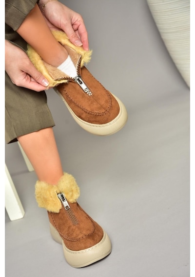 Fox Shoes T811231102 Taba Süet Kadın Bot Taba-Süet Taba