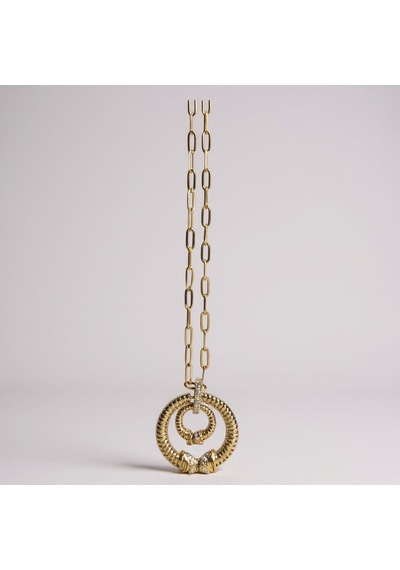 Zirkon Taşlı Burgu Model Çelik Gold Zincir Kolye Diğer