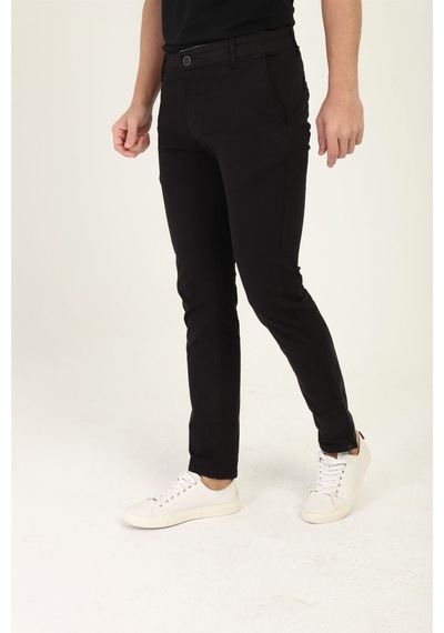 Tom Free Store Erkek Likralı Esnek Kumaş Pamuklu Yumuşak Dokulu Chino Pantolon Siyah