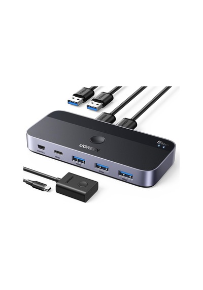 Usb Anahtarı 2pc 3.0 Switcher C 2'si 4 Çıkışlı, Masaüstü Denetleyicisi Kvm 2 A'dan A'ya Kablolu Alüminyum Muhaf