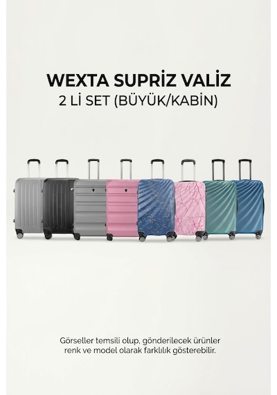 Valiz - Büyük Boy Ve Kabin Boy 2'li Set - Karışık Renk Ve Model Çok Renkli