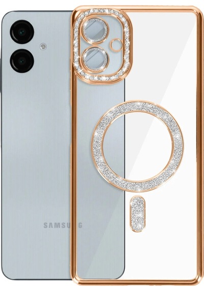 Samsung Uyumlu Galaxy A06 Joke Simli Magneticsafe Kılıf Altın