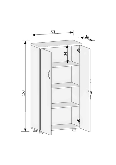 Modüler Dünyası Kapaklı Kitaplık Dosya Dolabı Meşe - 80X38X153 (307779823) Meşe