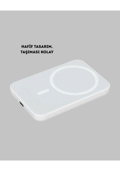 Manyetik Kablosuz Powerbank - İphone 12/13/14/15 Uyumlu, Hızlı Şarjlı, Ultra Hafif