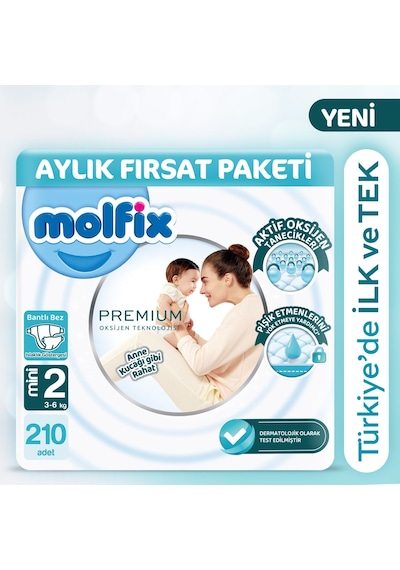 Molfix Premium Aylık Fırsat Paketi 2 Beden 210 Adet 2 Numara 3'lü