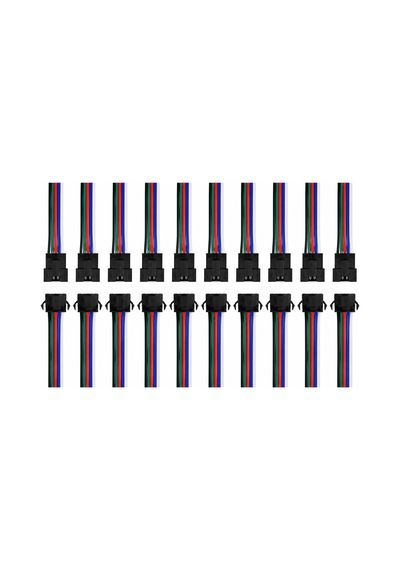10'lu Set 5 Pin Kilitli Konnektörlü Kablo Takımı Erkek Dişi Rgb Rgbw Led Şerit Bağlantı Kablosu 5 Pin Led Soket