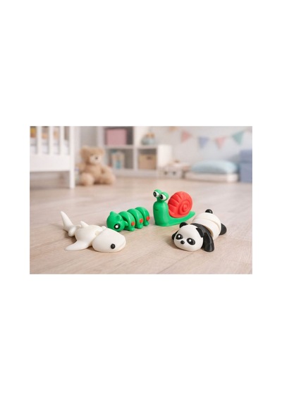 4 Lü Oynar Eklemli Hayvan Figürleri Seti Panda, Köpekbalığı, Salyangoz Ve Tırtıl Oyuncak